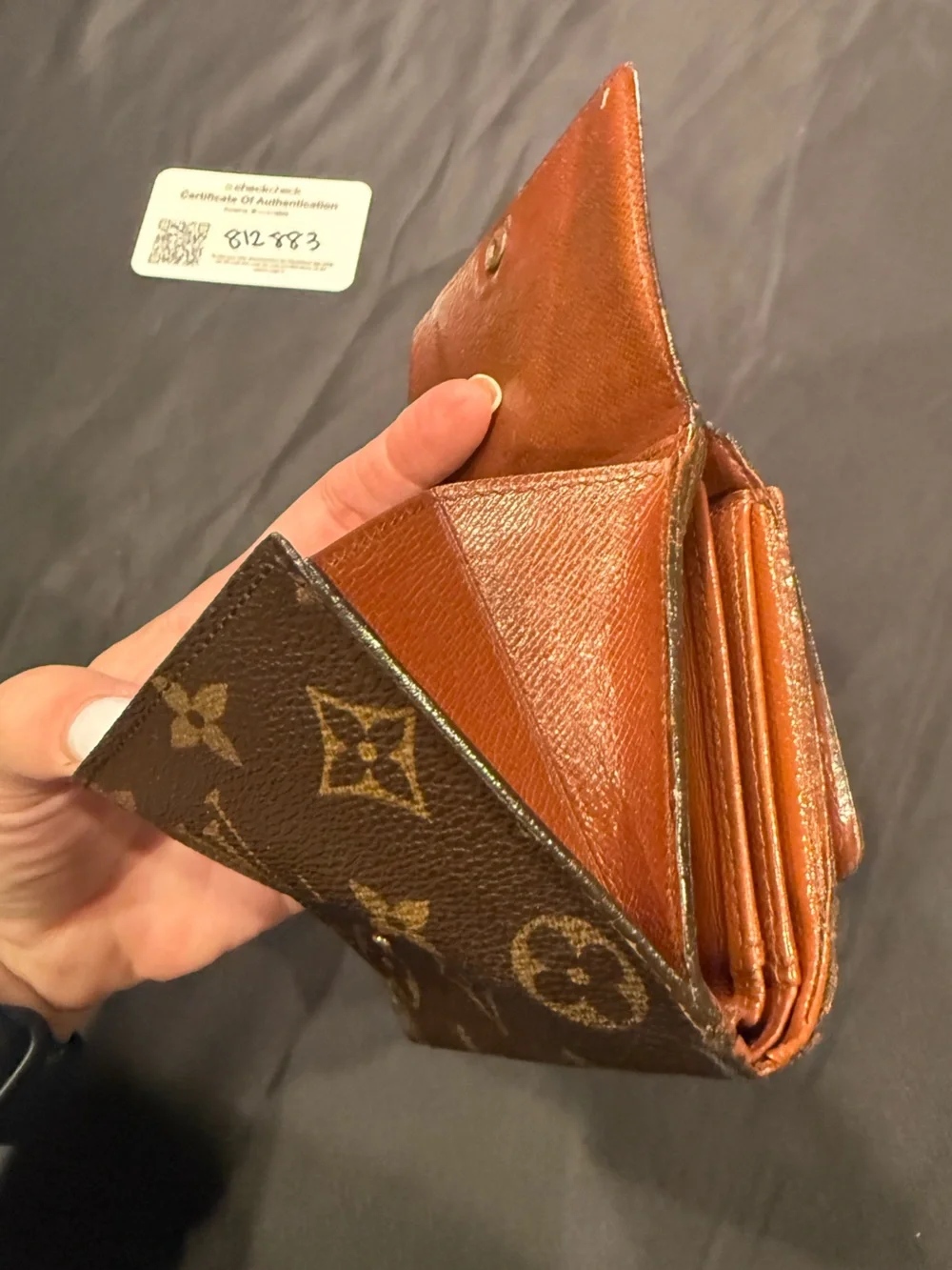 Authentic Louis Vuitton Monogram Compact Bifold Wallet Snap Closure + COA